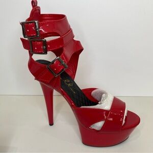 6" Red Platform Adult Dancer Pole Fitness Ellie Athena Gladiator Peep Toe Heels